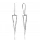 Waterford Jewelry Sterling Silver Earring White Long Inverted Open Triangle With Crystal