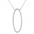 Waterford Jewelry Sterling Silver Pendant White Large Open Oval Crystal