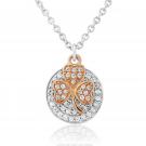Waterford Jewelry Sterling Silver Pendant Rose Gold Shamrock With Stone Set Disc
