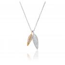 Waterford Jewelry Sterling Silver Double Leaf Pendant With 14ct Rose Gold