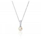 Waterford Jewelry Sterling Silver Pearl Pendant With Stone Set Crossover Bale