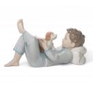 Lladro Classic Sculpture, Shall I Read You A Story? Boy Figurine
