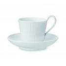 Royal Copenhagen, White Fluted High Handle Cup and Saucer 8.35oz.