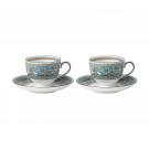 Wedgwood Florentine Turquoise Teacups and Saucers Pair