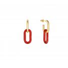 Lalique Empreinte Animale Earrings Small Crystal Red, 18K Yellow Gold Plated