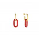 Lalique Empreinte Animale Earrings Large Crystal Red, 18K Yellow Gold Plated