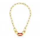 Lalique Empreinte Animale Necklace Chain Red, 18K Yellow Gold Plated