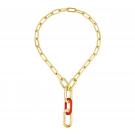 Lalique Empreinte Animale Necklace Chain Red, 18K Yellow Gold Plated