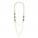 Lalique Empreinte Animale Long Necklace Black, 18K Yellow Gold Plated