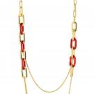Lalique Empreinte Animale Long Necklace Red, 18K Yellow Gold Plated