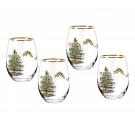 Spode Christmas Tree Glassware Set Of 4 Stemless Wine Glasses