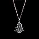 Cashs Ireland Crystal Christmas Snowy Tree Pendant Necklace