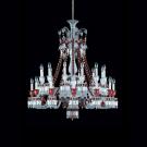 Baccarat Crystal, Zenith Red and Clear 24 Light Chandelier, Short