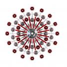 Baccarat Crystal, Zenith Red and Clear 24 Light Chandelier, Short