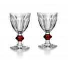 Baccarat Crystal, Harcourt 1841 with Red Knob Crystal Goblet, Pair