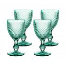 Vista Alegre Glass Bicos Green Set with 4 Water Goblets Mint Green