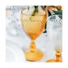 Vista Alegre Glass Bicos Bicolor Goblet with Amber Stem