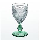 Vista Alegre Glass Bicos Bicolor Goblet with Green Stem, Single