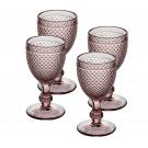 Vista Alegre Glass Bicos Pink Set with 4 Water Goblets Pink