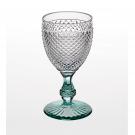 Vista Alegre Glass Bicos Bicolor Goblet With Mint Stem, Set of 4