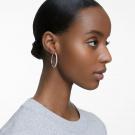 Swarovski Stone Hoop Pierced Earrings, White, Rhodium