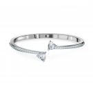 Swarovski Attract Soul Crystal and Rhodium Heart Bangle Bracelet, Medium