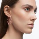 Swarovski Triangle Cut Crystals, Pink, Rose-Gold Tone Plated Millenia Hoop Pierced Earrings