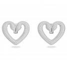 Swarovski Crystal and Rhodium Una Heart Clip Earrings