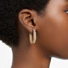 Swarovski Dextera Hoop Earrings, Octagon, Pave, Medium, White, Gold Tone Plated