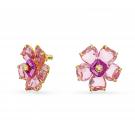 Swarovski Jewelry Florere Flower Pink and Gold Pierced Earrings Pair
