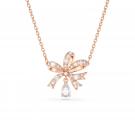 Swarovski Crystal and Rose Gold Volta Bow Pendant Necklace