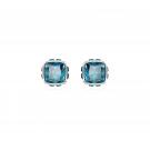Swarovski Birthstone stud earrings, Square cut, December, Blue, Rhodium plated