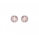 Swarovski Birthstone stud earrings, Square cut, June, Pink, Rhodium plated