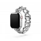 Swarovski Sparkling Apple Watch Cocktail Silver and Stainless Steel Chain Strap