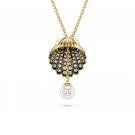 Swarovski Idyllia Y pendant, Crystal pearl, Shell, White, Gold-tone plated