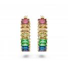 Swarovski Matrix hoop earrings, Baguette cut, Multicolored, Gold-tone plated