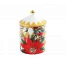 Halcyon Days Parterre Gold with Poinsettia Cinnamon and Orange Lidded Candle