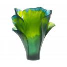Daum 20.5" Ginkgo Vase in Green, Limited Edition