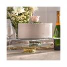 Annieglass Edgey 14 X 14" Square Cake Stand Gold
