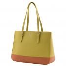 Galway Leather Two Tone Large Tote Bag, Lime and Tan