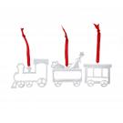 Nambe Holiday Mini Ornaments Train Engine, Toy Car and Caboose, Set of 3