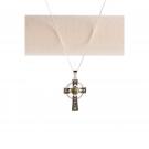 Cashs Ireland Sterling Silver Cross With Round Connemara Marble Pendant Necklace