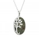 Cashs Ireland Sterling Silver and Connemara Marble Oval Tree of Life Pendant Necklace